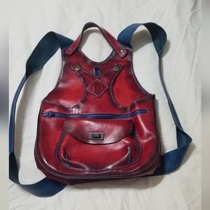 handmade leather backpack.